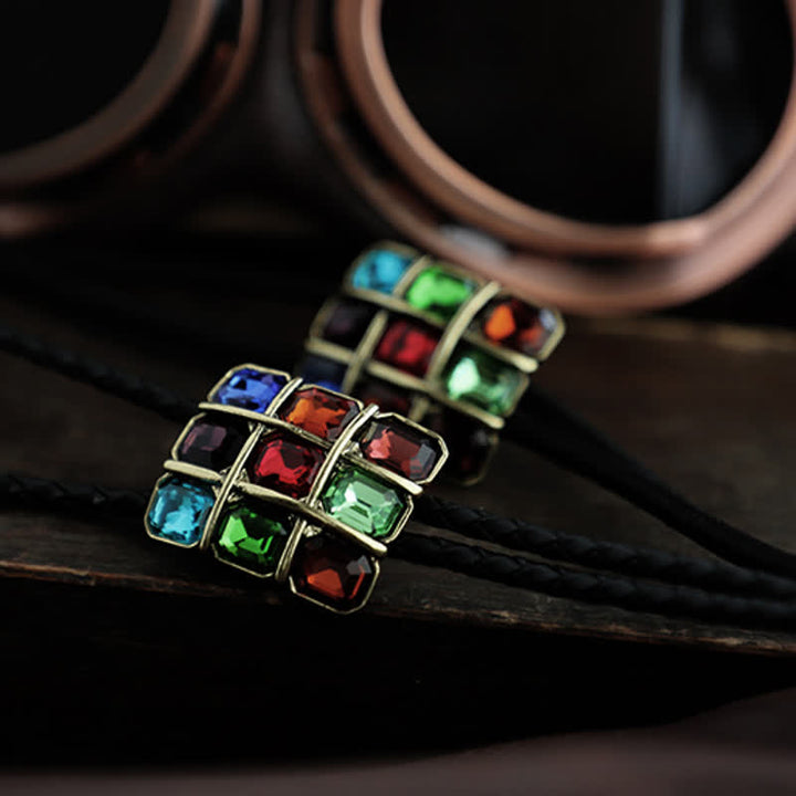 Geometrischer Mosaikwürfel Edelstein Bolo-Tie