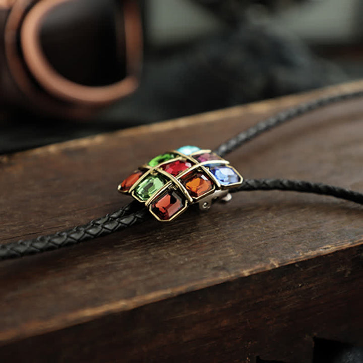 Geometrischer Mosaikwürfel Edelstein Bolo-Tie