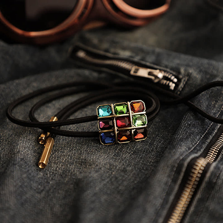 Geometrischer Mosaikwürfel Edelstein Bolo-Tie