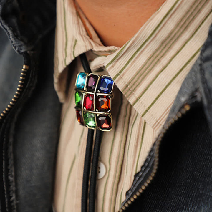Geometrischer Mosaikwürfel Edelstein Bolo-Tie