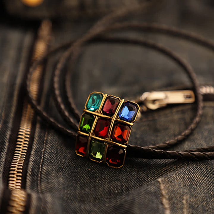 Geometrischer Mosaikwürfel Edelstein Bolo-Tie