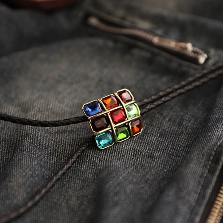 Geometrischer Mosaikwürfel Edelstein Bolo-Tie