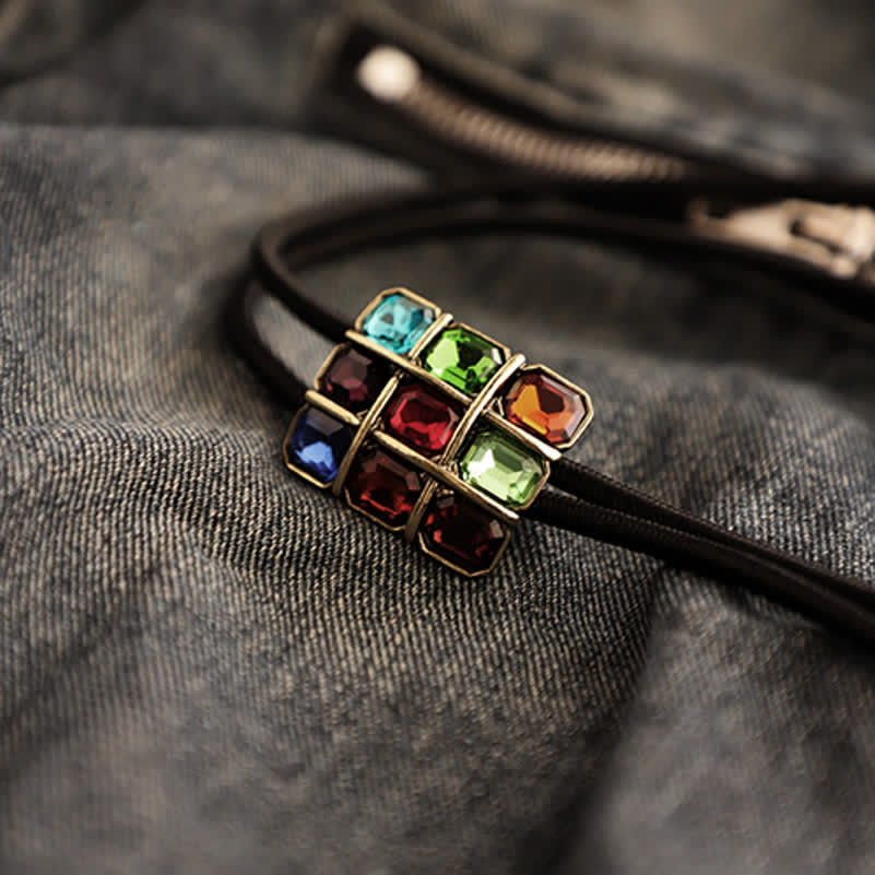 Geometrischer Mosaikwürfel Edelstein Bolo-Tie