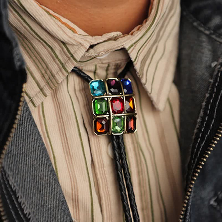 Geometrischer Mosaikwürfel Edelstein Bolo-Tie