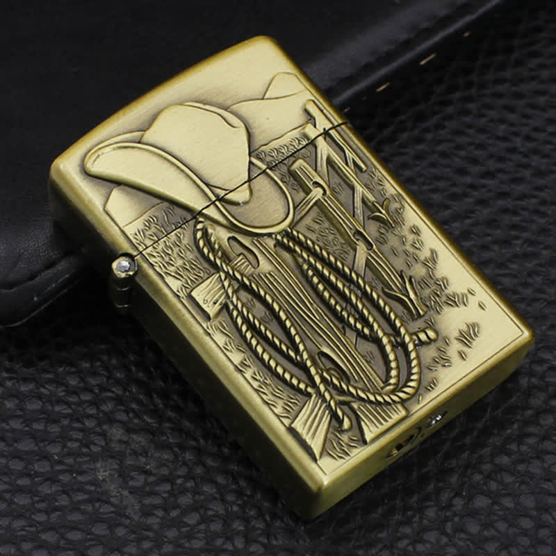 Western-Szene Cowboyhut Nachfüllbares Butan-Feuerzeug - Gold - image 5