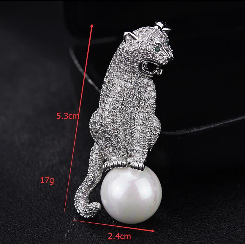 Unisex Leopard Glänzender Zirkon Faux-Perlen Dekoration Brosche