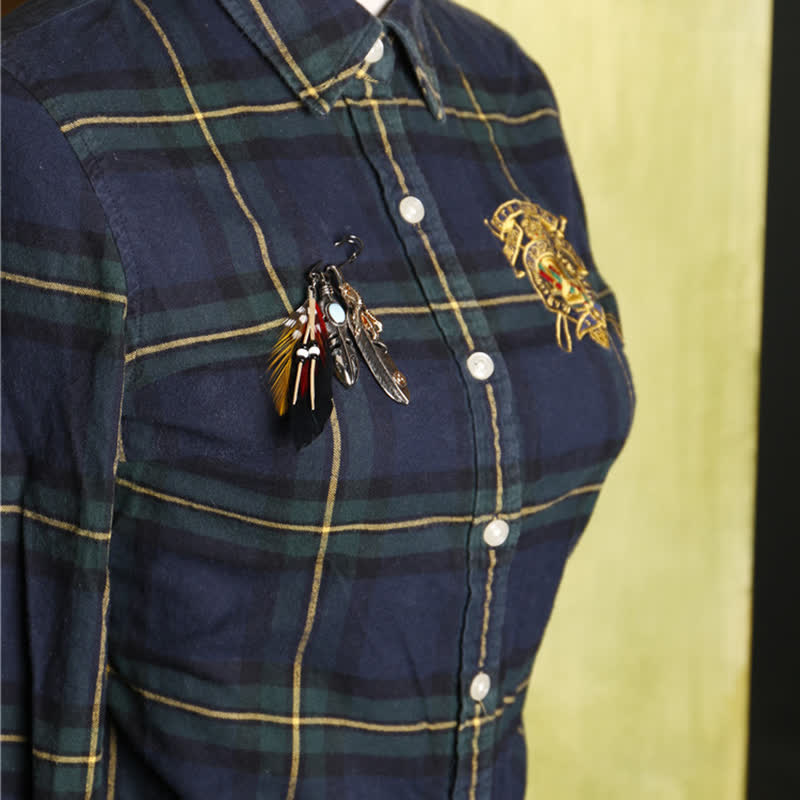 Unisex böhmische indische ethnische Federbrosche