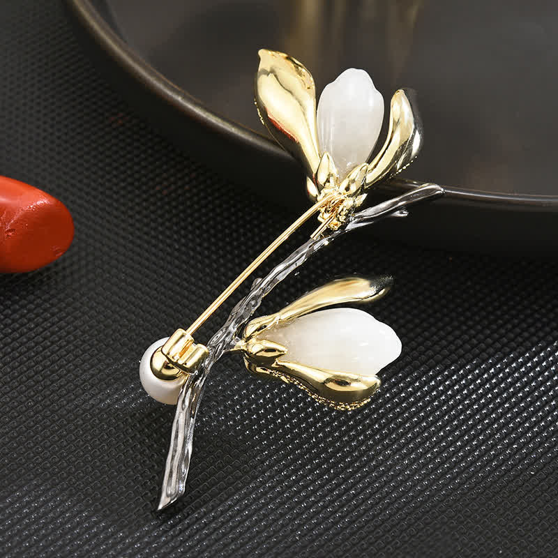 Damen Magnolia Luxus Imitation Perlen Anstecknadel Brosche
