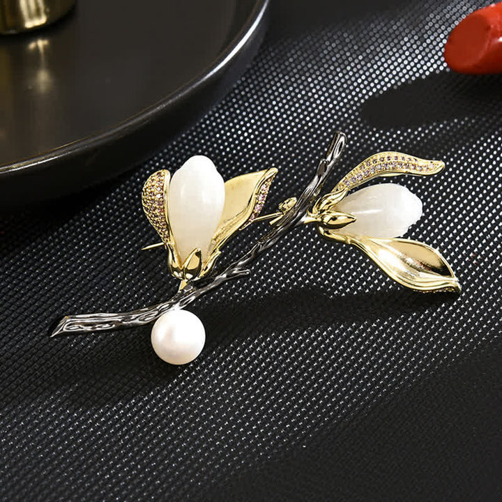 Damen Magnolia Luxus Imitation Perlen Anstecknadel Brosche