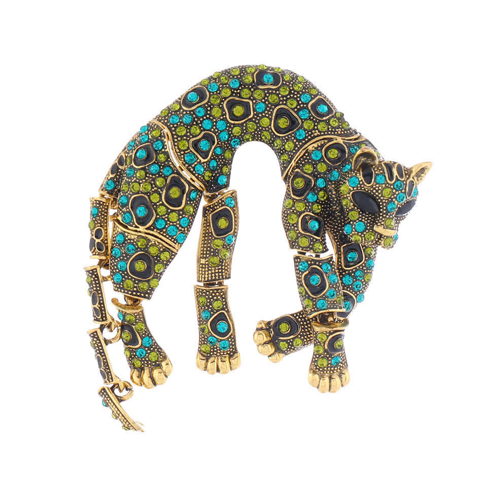Unisex Vintage Panther Strass Leopard Brosche