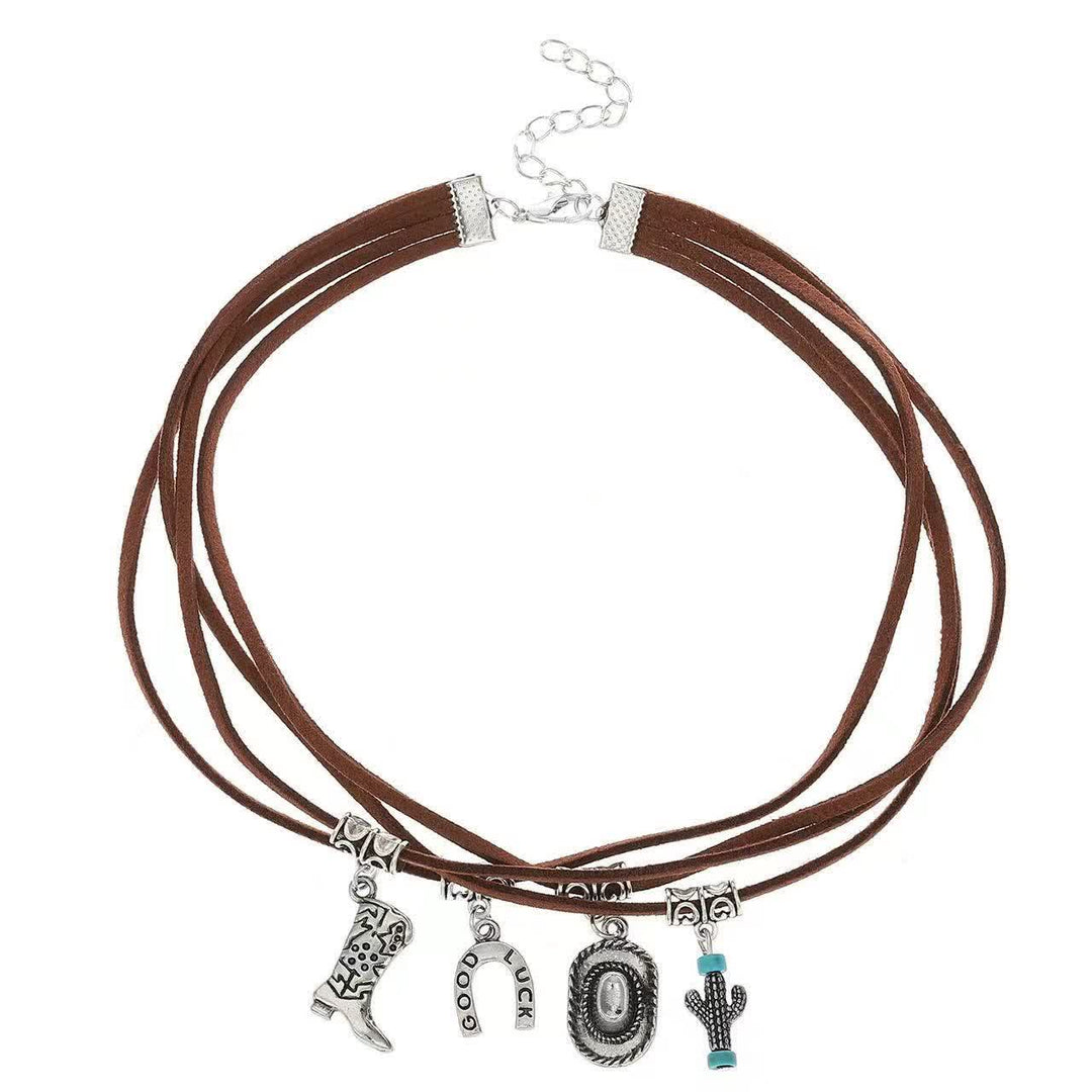 Wilder Western Mehrschichtiger Armband Cowboy Halskette