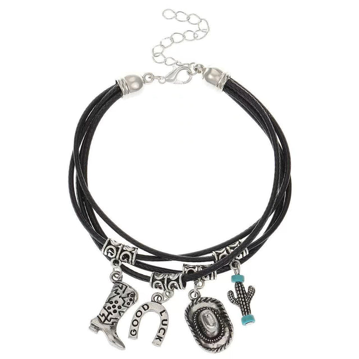 Wilder Western Mehrschichtiger Armband Cowboy Halskette