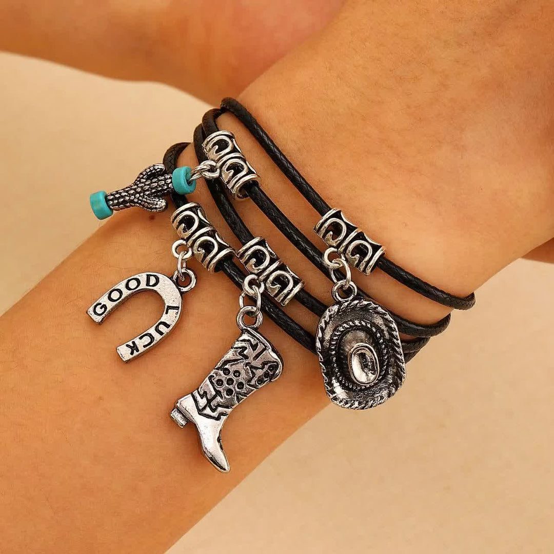 Wilder Western Mehrschichtiger Armband Cowboy Halskette