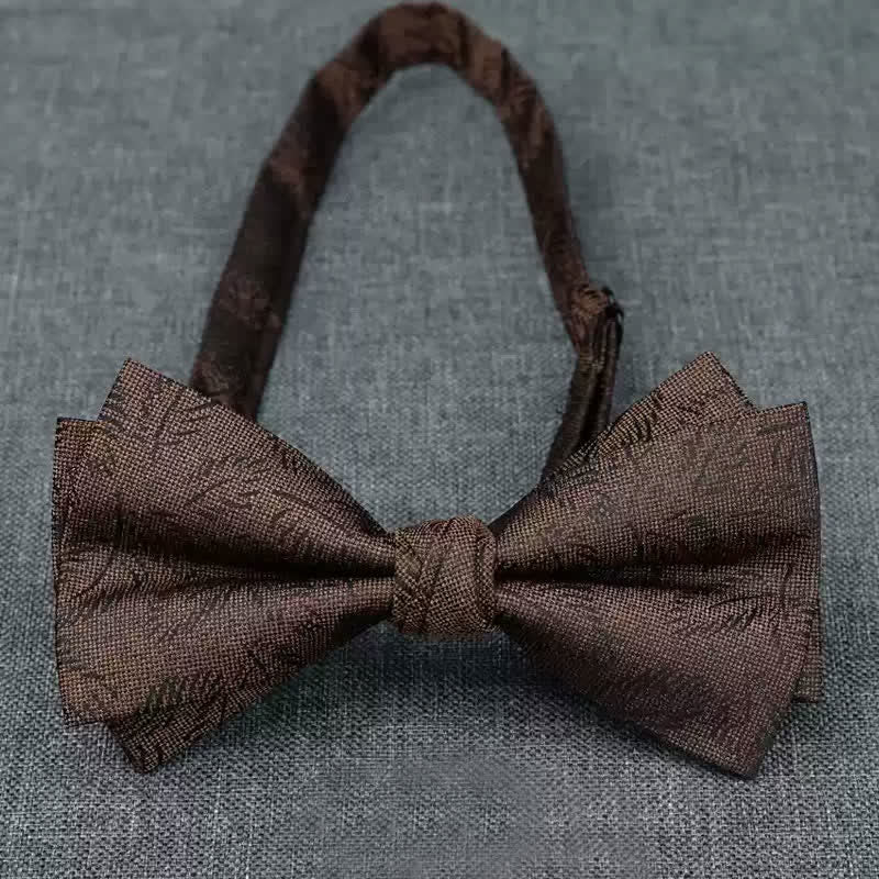 5Stk. Herren Casual Dunkelbraune Blätter Print Fliegen Geschenkbox - image 1