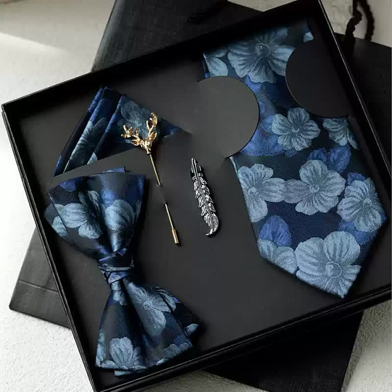 5 Stück Herren Vintage Florale Klassische Hochzeitsfliegen Geschenkbox