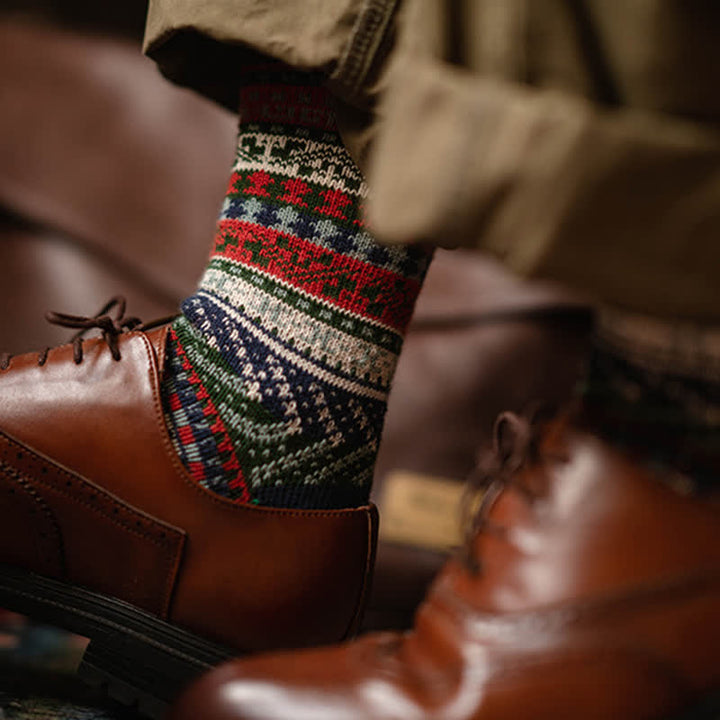 Crew-Socken aus Baumwolle im Vintage-Stil mit geometrischem Muster