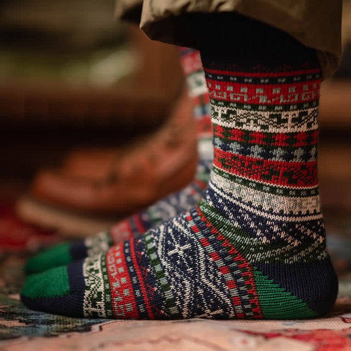 Crew-Socken aus Baumwolle im Vintage-Stil mit geometrischem Muster