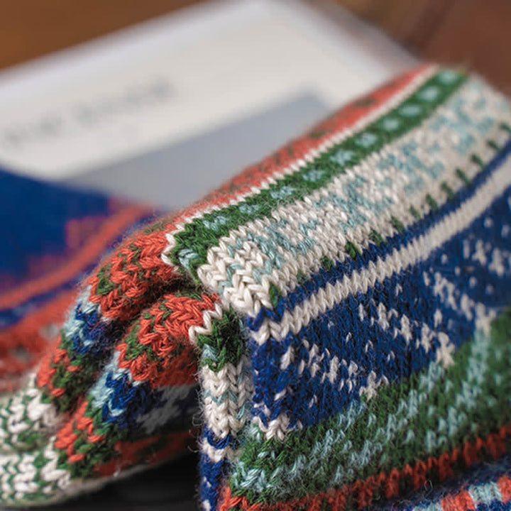 Crew-Socken aus Baumwolle im Vintage-Stil mit geometrischem Muster