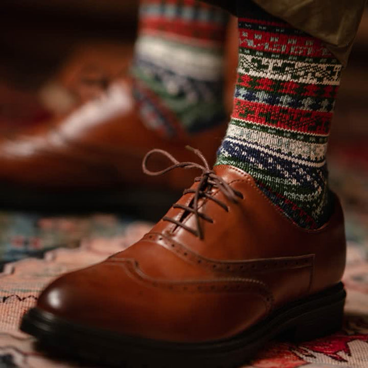 Crew-Socken aus Baumwolle im Vintage-Stil mit geometrischem Muster