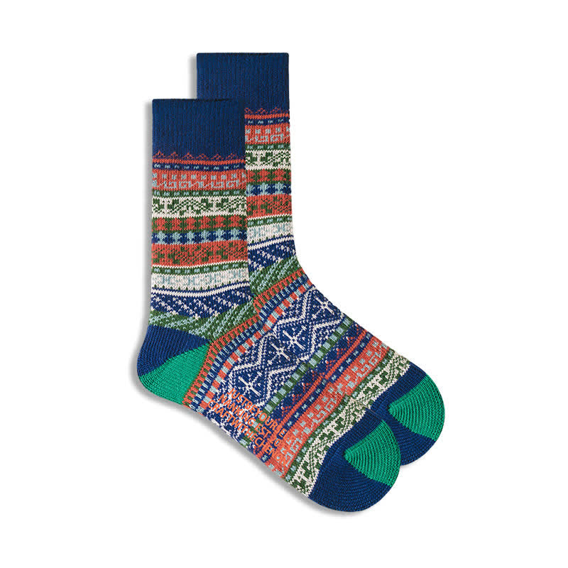 Crew-Socken aus Baumwolle im Vintage-Stil mit geometrischem Muster