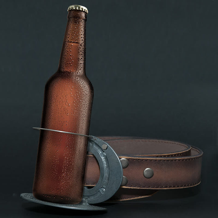 Herren DIY Western Star Kreativer Bierhalter Schnalle Ledergürtel