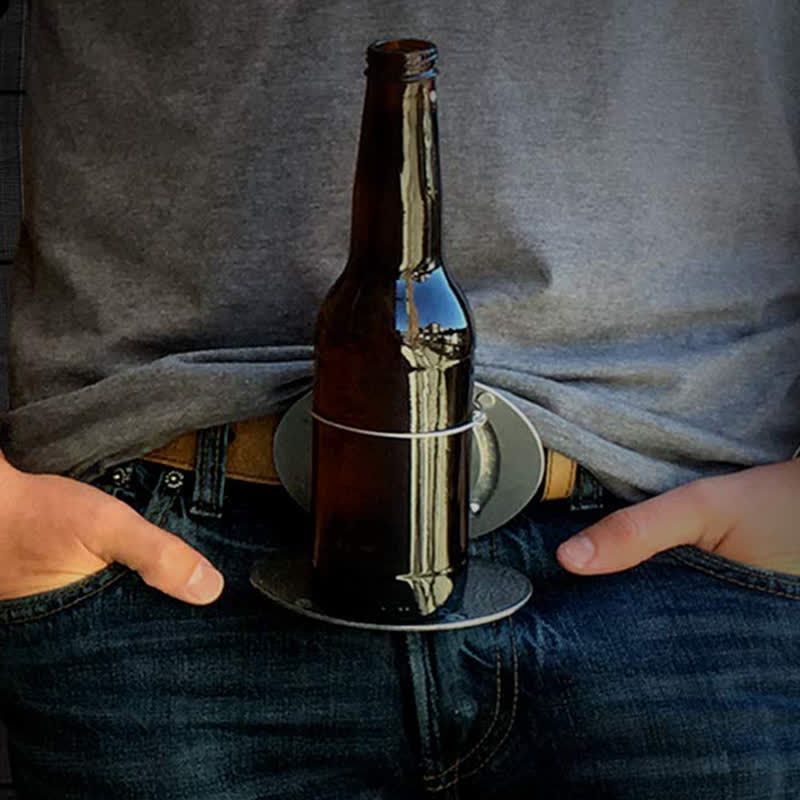 DIY-Ledergürtel für Herren mit amerikanischer Flagge und kreativer Bierhalter-Schnalle