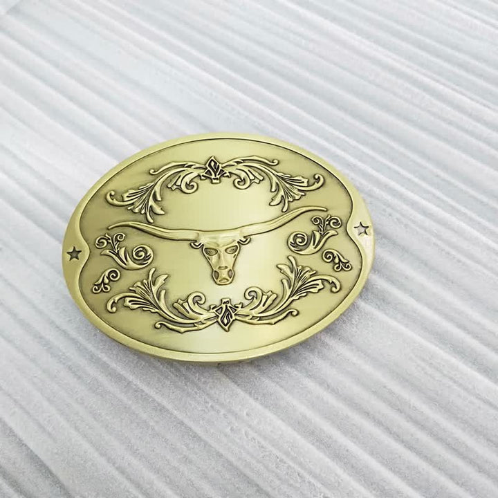 Herren DIY Longhorn Bull Kreativer Bierhalter Schnalle Ledergürtel