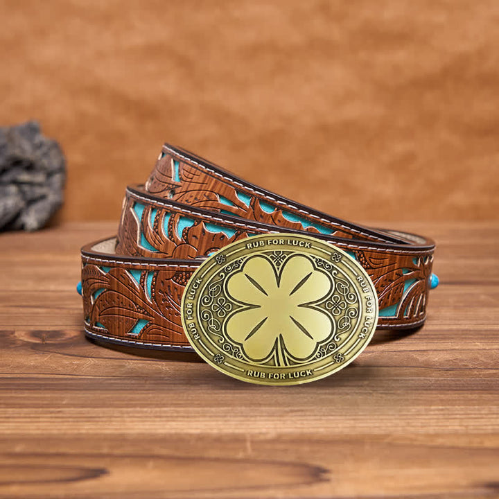 Herren DIY Rub For Luck Kreativer Bierhalter Schnalle Ledergürtel