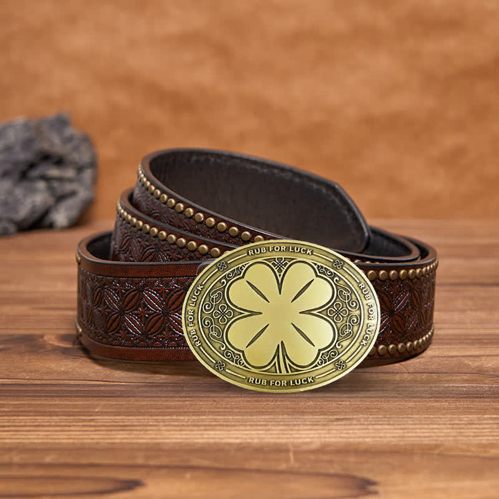Herren DIY Rub For Luck Kreativer Bierhalter Schnalle Ledergürtel