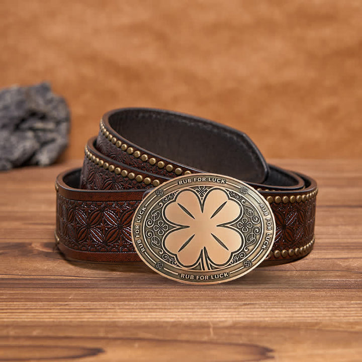Herren DIY Rub For Luck Kreativer Bierhalter Schnalle Ledergürtel