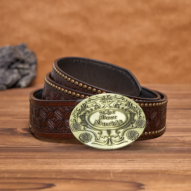 Herren DIY Gravieren Blume Kreative Bier Halter Schnalle Ledergürtel