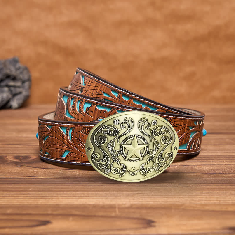 Herren DIY Western Star Kreativer Bierhalter Schnalle Ledergürtel