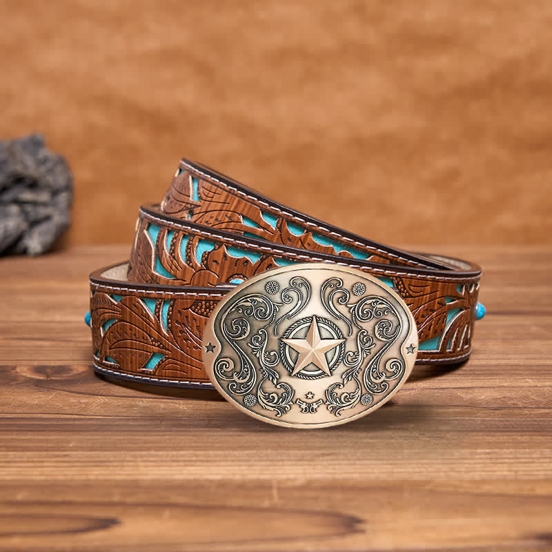 Herren DIY Western Star Kreativer Bierhalter Schnalle Ledergürtel