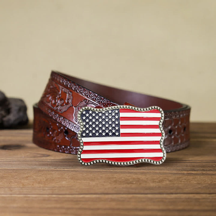 Herren DIY Kreativer Ledergürtel mit amerikanischer Flagge