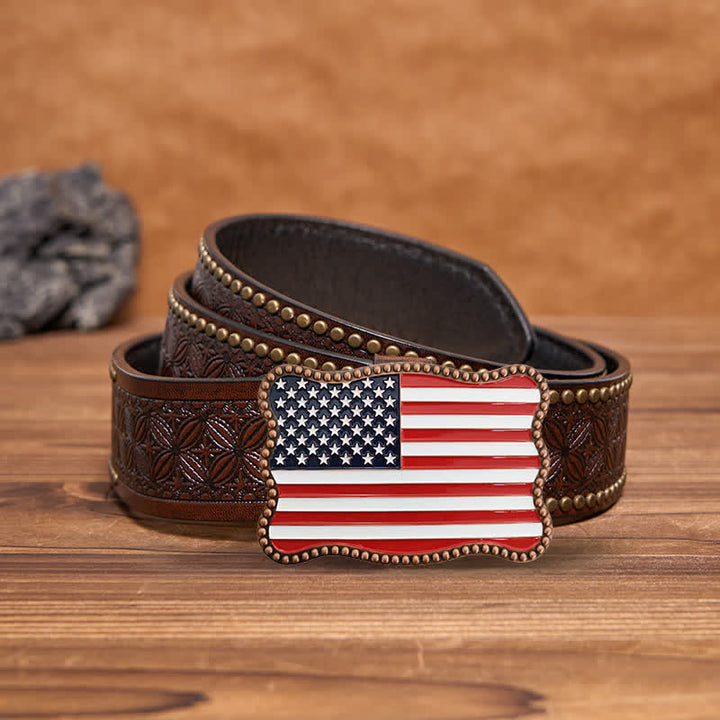 Herren DIY Kreativer Ledergürtel mit amerikanischer Flagge