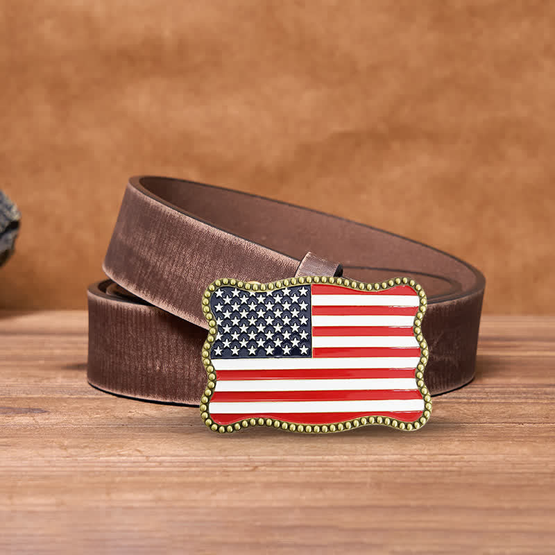 Herren DIY Kreativer Ledergürtel mit amerikanischer Flagge