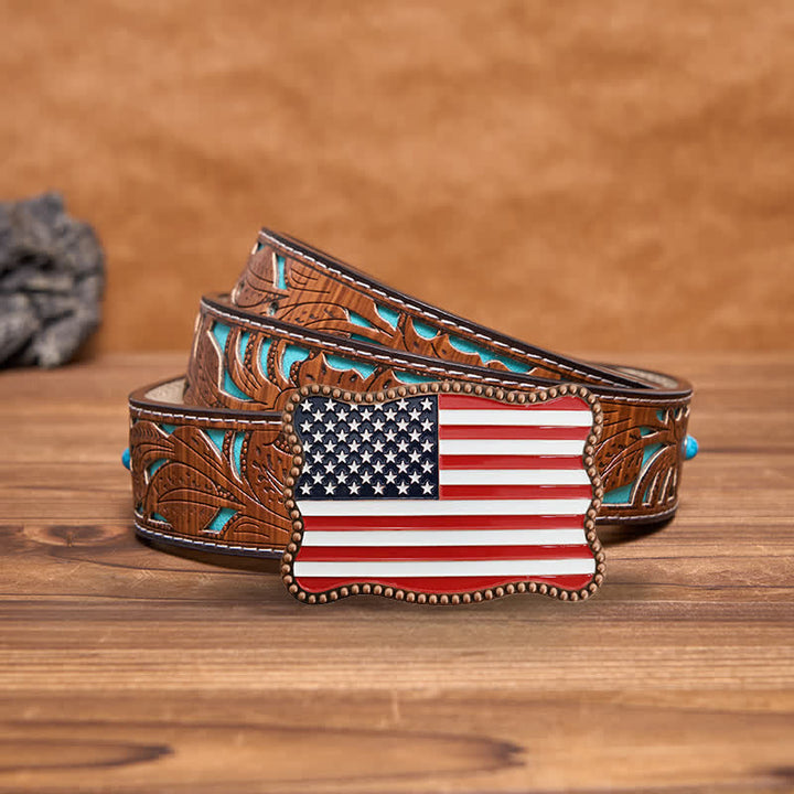 Herren DIY Kreativer Ledergürtel mit amerikanischer Flagge