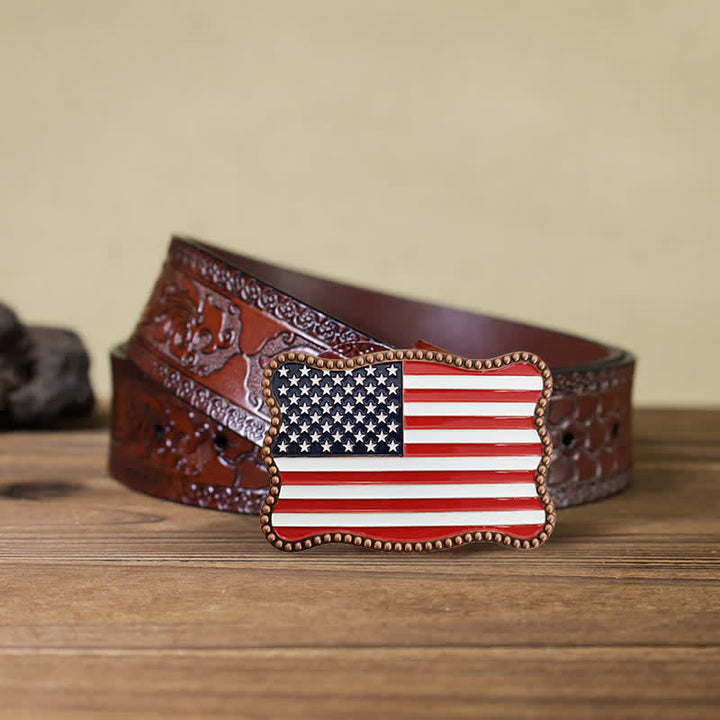Herren DIY Kreativer Ledergürtel mit amerikanischer Flagge