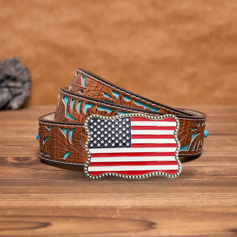 Herren DIY Kreativer Ledergürtel mit amerikanischer Flagge