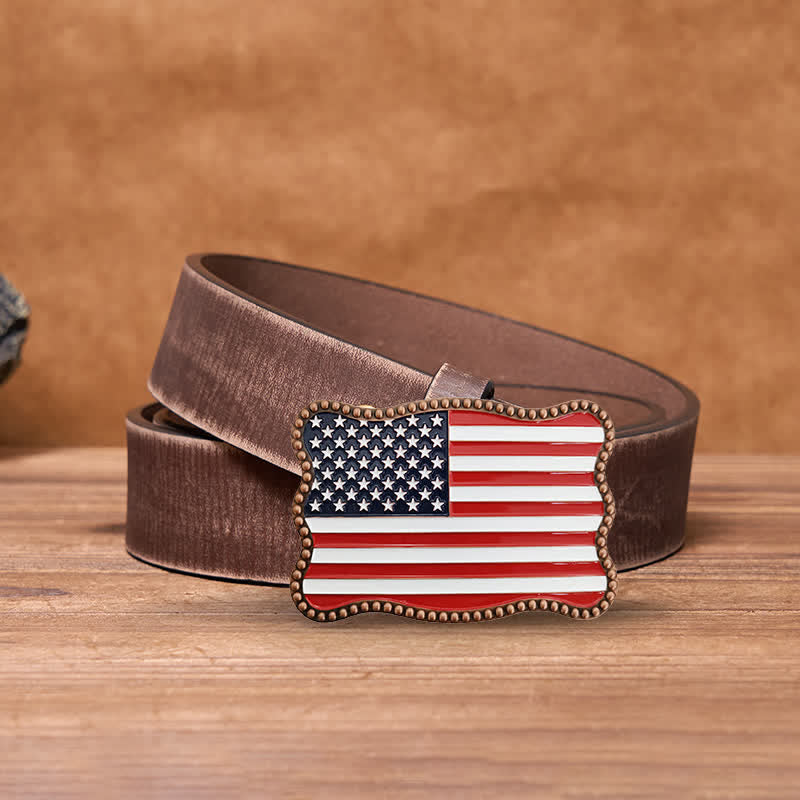 Herren DIY Kreativer Ledergürtel mit amerikanischer Flagge