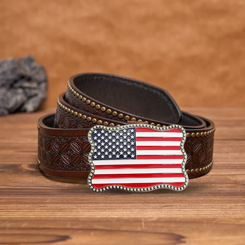 Herren DIY Kreativer Ledergürtel mit amerikanischer Flagge
