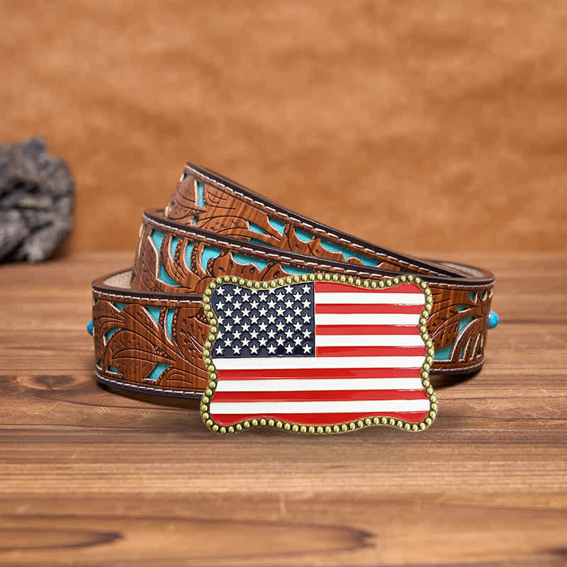 Herren DIY Kreativer Ledergürtel mit amerikanischer Flagge