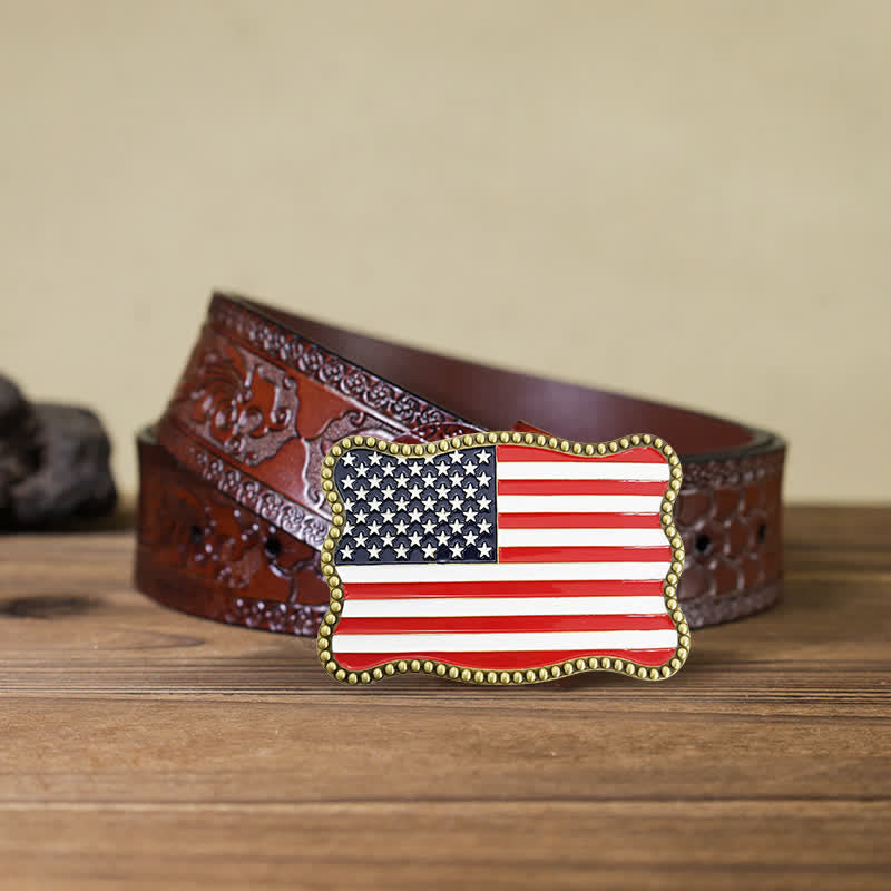 Herren DIY Kreativer Ledergürtel mit amerikanischer Flagge