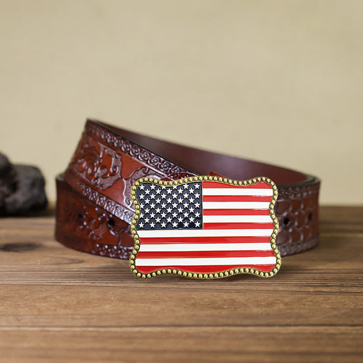 Herren DIY Kreativer Ledergürtel mit amerikanischer Flagge