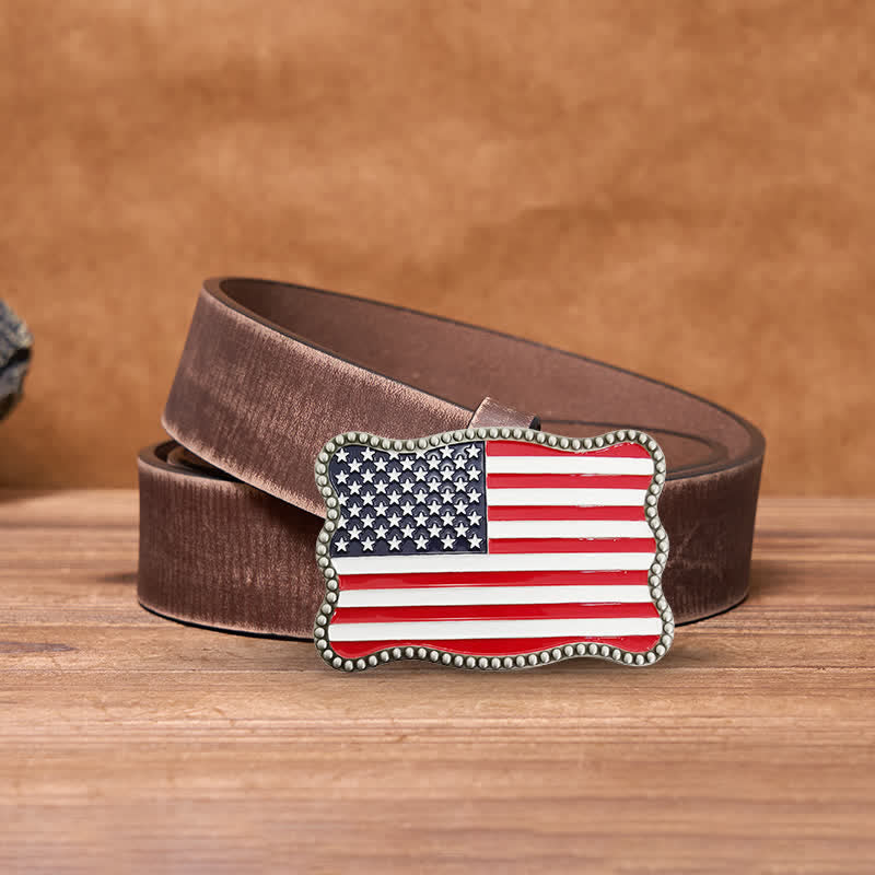 Herren DIY Kreativer Ledergürtel mit amerikanischer Flagge