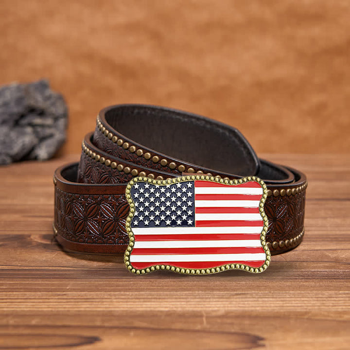 Herren DIY Kreativer Ledergürtel mit amerikanischer Flagge
