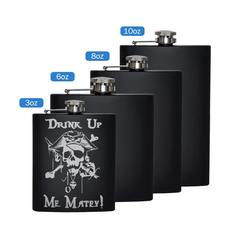 3–8 oz Piratenschädel Getränk Laser Muster Edelstahl tragbare Flasche - Schwarz - 10 Unzen - image 2