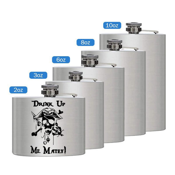 3–8 oz Piratenschädel Getränk Laser Muster Edelstahl tragbare Flasche - Silber - 10 Unzen - image 6