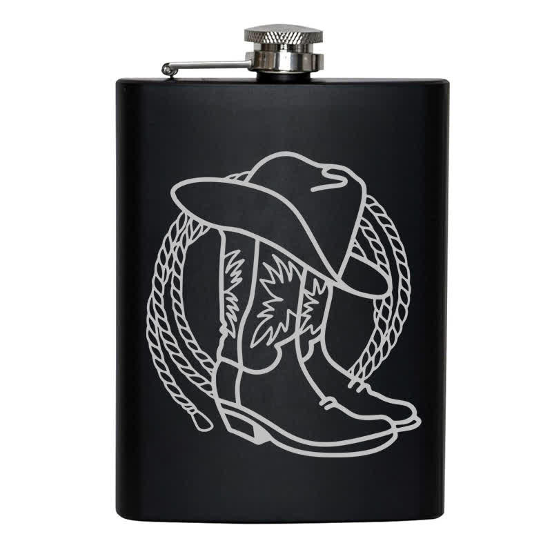 3–8 oz Stiefel Cowboyhut Lasermuster Edelstahl tragbare Flasche - image 8