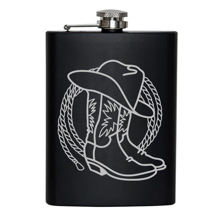 3–8 oz Stiefel Cowboyhut Lasermuster Edelstahl tragbare Flasche - image 8
